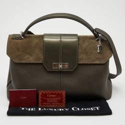 Cartier Grey Leather and Suede Feminine Line Top Handle Bag