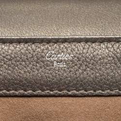 Pre Owned Cartier Grey Leather and Suede Feminine Line Top Handle Bag 