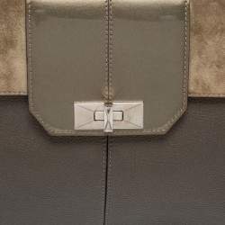 Pre Owned Cartier Grey Leather and Suede Feminine Line Top Handle Bag 