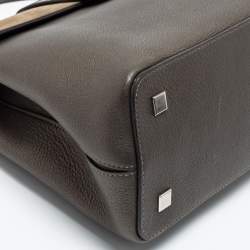 Pre Owned Cartier Grey Leather and Suede Feminine Line Top Handle Bag 