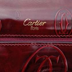 Pre Owned Cartier Burgundy Leather Happy Birthday Top Handle Bag