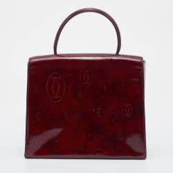 Pre Owned Cartier Burgundy Leather Happy Birthday Top Handle Bag