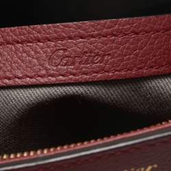 مملوكة مسبقًا حقيبة ساتشل كارتييه سي دو كارتييه جلد أحمر داكن متوسطة