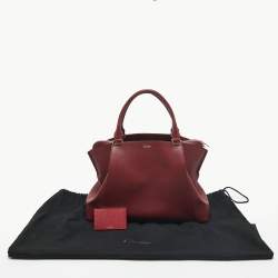 مملوكة مسبقًا حقيبة ساتشل كارتييه سي دو كارتييه جلد أحمر داكن متوسطة