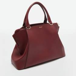 مملوكة مسبقًا حقيبة ساتشل كارتييه سي دو كارتييه جلد أحمر داكن متوسطة
