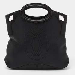 Cartier Black Leather Marcello De Cartier Foldover Clutch