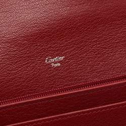 Pre Owned Cartier Red Leather Love Flap Continental Wallet