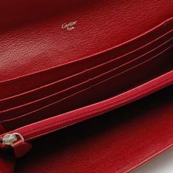 Pre Owned Cartier Red Leather Love Flap Continental Wallet
