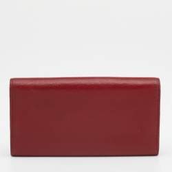 Pre Owned Cartier Red Leather Love Flap Continental Wallet