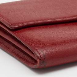 Pre Owned Cartier Red Leather Love Flap Continental Wallet