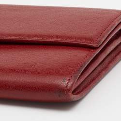 Pre Owned Cartier Red Leather Love Flap Continental Wallet