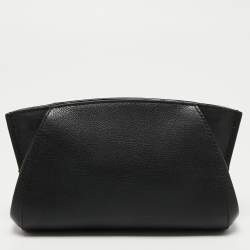 Pre Owned Cartier Black Leather C De Cartier Clutch