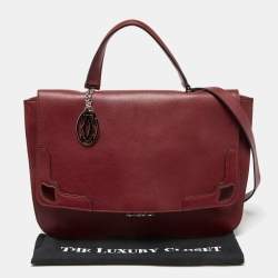 Pre Owned Cartier Burgundy Leather and Suede Marcello De Cartier Flap Top Handle Bag