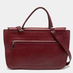 Pre Owned Cartier Burgundy Leather and Suede Marcello De Cartier Flap Top Handle Bag