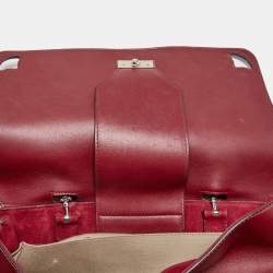Pre Owned Cartier Burgundy Leather and Suede Marcello De Cartier Flap Top Handle Bag