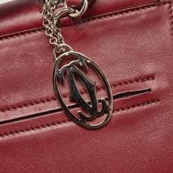 Pre Owned Cartier Burgundy Leather and Suede Marcello De Cartier Flap Top Handle Bag