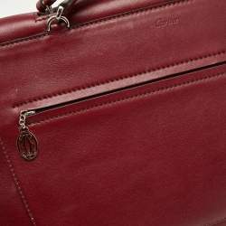 Pre Owned Cartier Burgundy Leather and Suede Marcello De Cartier Flap Top Handle Bag