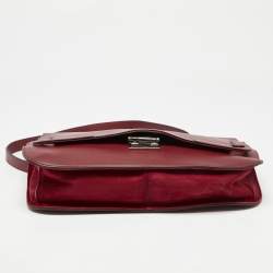 Pre Owned Cartier Burgundy Leather and Suede Marcello De Cartier Flap Top Handle Bag