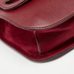 Pre Owned Cartier Burgundy Leather and Suede Marcello De Cartier Flap Top Handle Bag