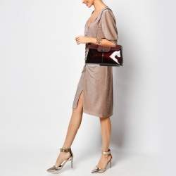 مملوكة مسبقًا Cartier Burgundy Python, Suede and Patent Leather Feminine Line Top Handle Bag