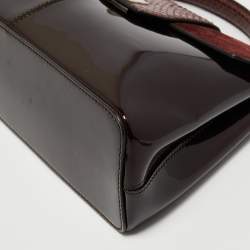 مملوكة مسبقًا Cartier Burgundy Python, Suede and Patent Leather Feminine Line Top Handle Bag