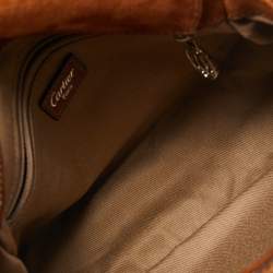 Pre Owned Cartier Brown Leather and Snakeskin Flap Shoulder Bag