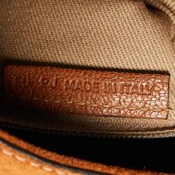 Pre Owned Cartier Brown Leather and Snakeskin Flap Shoulder Bag