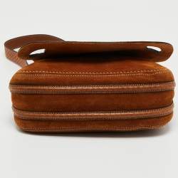 Pre Owned Cartier Brown Leather and Snakeskin Flap Shoulder Bag