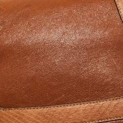 Pre Owned Cartier Brown Leather and Snakeskin Flap Shoulder Bag