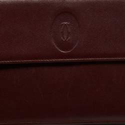 Pre Owned Cartier Maroon Leather Must Line Waist Bag