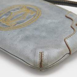 Pre Owned Cartier Grey Leather Marcello de Cartier Wristlet Clutch