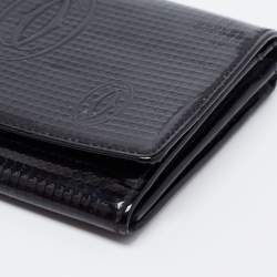 Pre Owned Cartier Black Patent Leather Happy Birthday Continental Wallet