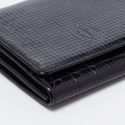 Pre Owned Cartier Black Patent Leather Happy Birthday Continental Wallet