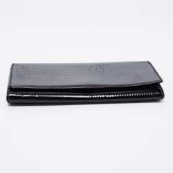 Pre Owned Cartier Black Patent Leather Happy Birthday Continental Wallet