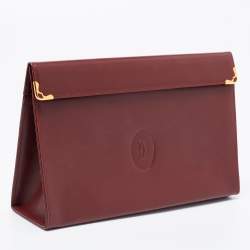 Cartier Burgundy Leather Must De Cartier Pouch