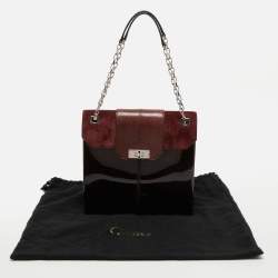 Pre Owned Cartier Burgundy Patent Leather/Suede and Snakeskin Classic Feminine Line Chain Bag