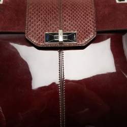 Pre Owned Cartier Burgundy Patent Leather/Suede and Snakeskin Classic Feminine Line Chain Bag