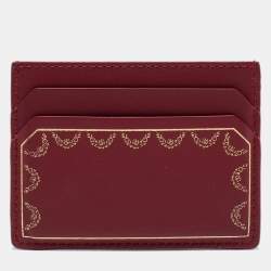 Pre Owned Cartier Red Leather Guirlande de Cartier Card Holder
