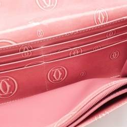 Pre Owned Cartier Pink Patent Leather Happy Birthday Continental Wallet