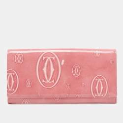 Cartier Pink Patent Calfskin Leather Happy Birthday Long Wallet