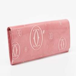 Pre Owned Cartier Pink Patent Leather Happy Birthday Continental Wallet