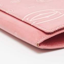 Pre Owned Cartier Pink Patent Leather Happy Birthday Continental Wallet