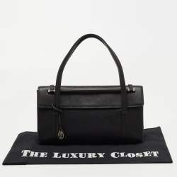 Pre Owned Cartier Black Leather Cabochon Flap Shoulder Bag