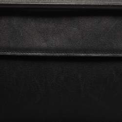 Pre Owned Cartier Black Leather Cabochon Flap Shoulder Bag