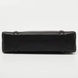 Pre Owned Cartier Black Leather Cabochon Flap Shoulder Bag
