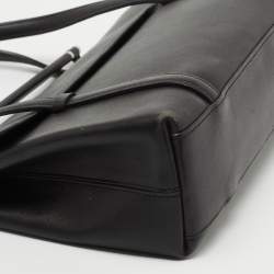 Pre Owned Cartier Black Leather Cabochon Flap Shoulder Bag