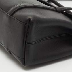 Pre Owned Cartier Black Leather Cabochon Flap Shoulder Bag
