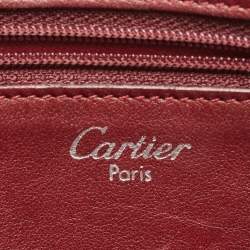 Pre Owned Cartier Black Leather Cabochon Flap Shoulder Bag