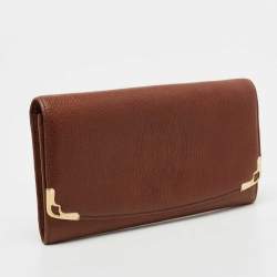 Pre Owned Cartier Brown Leather Must de Cartier Continental Wallet