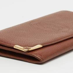 Pre Owned Cartier Brown Leather Must de Cartier Continental Wallet